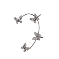Gunmetal butterfly ear cuff featuring sparkling white rhinestones in forest style - Gun Black Style 05 Left (0486)