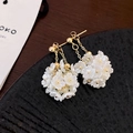 Elegant white floral ball drop earrings with gold chain and cluster flower design - Spherical Flower Cluster Tassel Drop Earrings (2#)