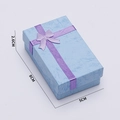 Hellblaue Schmuckschachtel mit lila Schleife, 8x5x2,6cm für Ringe und Halsketten - Lila