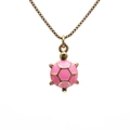 Collana minimalista con catena dorata e ciondolo a forma di tartaruga in smalto rosa da donna - Rosa