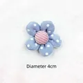 Blue polka dot fabric flower accessory with pink center, 4cm diameter for DIY crafts - Blue Polka Dot Flower