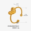 Anello regolabile in acciaio inossidabile dorato con ciondolo a cuore e fascia a corda - Aperto Regolabile / Oro