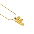 Golden letter F lava texture pendant necklace with sleek snake chain for women and men - Letter F