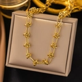 Collar de cadena de nudos en oro de 18K con eslabones pulidos y estilo hip-hop minimalista - XLH206 Collar De Cadena De Espinas Dorada / Dorado