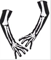 Halloween long black gloves featuring white skeleton bone print for cosplay costumes - XL / Bone Gloves Long