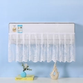 White lace air conditioner cover with floral patterns for dust protection - Secret Garden/Pleated