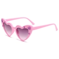 Pink heart-shaped children's sunglasses with purple gradient lenses and floral details - Pink