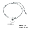 Double-layered silver stainless steel bracelet featuring round beads and an M-letter pendant - Letter-M / Silver