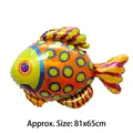 Tropical fish foil balloon for parties, bright orange and blue dots, 81x65cm size - Tropical Fish