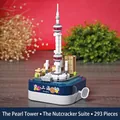 Oriental Pearl Tower building block music box with 293 pieces in white and blue - Oriental Pearl Tower Music Box