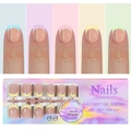 3-in-1 soft gel French nail tips in nude and yellow with professional holographic box - 5-Color French Press-on Nails 01