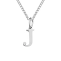 Polished stainless steel necklace featuring a letter J pendant on a delicate link chain - Letter J / Steel Color