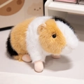 Lifelike tri-color guinea pig plush toy in black, white and orange fur texture - Small (15cm) / Tricolor