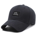 Berretto da baseball grigio scuro con toppa narason ricamata nera e design a sei pannelli - Regolabile / Blu navy