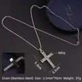Retro roestvrijstalen kruishanger ketting met getextureerd rasterontwerp voor heren en dames - 3D-kruis met 70cm Stalen Ketting