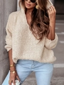 Sudadera con capucha extragrande para mujer en color crema con tejido de punto texturizado - S / Albaricoque
