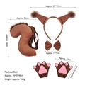 Brown squirrel plush costume set including headband ears bowtie tail and paw gloves - Brown Squirrel Ears 3pcs Set + Brown Gloves