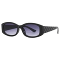 Klassische schwarze Rechteck-Sonnenbrille mit gesteppten Bügeln und Verlaufsgläsern - Schwarzer Rahmen Verlaufs-Grau