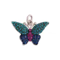Silver butterfly jewelry pendant featuring turquoise and deep blue zircon stones - Ladybug Gold Plated 1PC L351402-White Go