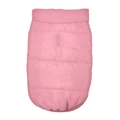 Close-up of pink waterproof quilted pet vest featuring lead attachment slot and soft padding - Fleece-lined Dog Vest - Pink