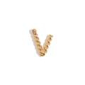 Minimalist 18K gold plated stainless steel letter V pendant with croissant twist texture - Gold - Letter V