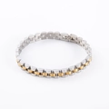 Pulsera bicolor de acero inoxidable para hombre con diseño de eslabones de reloj clásico - Bicolor (Oro y Plata)