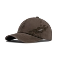 Washed cotton baseball cap in dark brown with SPORT embroidery and metal logo plate - Coffee