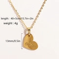 Gold heart necklace with Mom engraving on a minimalist stainless steel cable chain - Mom Heart (Style 6)