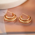Minimalistische 18K vergulde C-vormige meerlaagse oorringen met glanzende finish - C-vorm Meerlaags / Goud (45515)