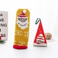 Calcetines navideños amarillos de felpa con diseño de Papá Noel y caja de regalo roja - Adulto / Caja Roja Papá Noel Amarillo