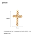 Vista dettagliata di un ciondolo a croce placcato oro 18 carati da 15 mm per 10 mm - DFC88-Croce con Micro Pavé / Oro