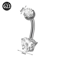 G23 titanium belly ring with heart and marquise clear cubic zirconia stones - Style 6 (Heart)