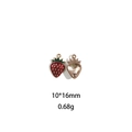 Detail view of 10*16mm red strawberry alloy pendant with gold plating and hollow back - Hollow Strawberry #8 (10*16mm)