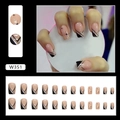 French press-on nails with black triangle tips, glitter, and star patterns, set W351 - Triangle French (W351)