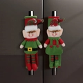 Couvre-poignées de frigo lutins de Noël avec cloches, ensemble festif rouge et vert 2 pièces - Ensemble de 3 Pièces Couvre-Poignée d'Appareil Poupée Elfe de Noël
