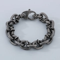 Bracciale vintage in acciaio inossidabile argento con maglie a chiodo quadrate e chiusura incisa - Collana 50cm / Nero Opaco