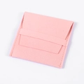 Pink faux suede microfiber jewelry pouch with flap closure for rings and necklaces - Flip-top Style / Pink