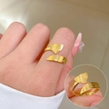 Bague renard dorée réglable en acier inoxydable avec gravure Love pour homme et femme - Style Doré (R120)