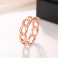 Macro detail of rose gold Cuban link ring with a high-polished mirror finish - US 7 / Rose Gold