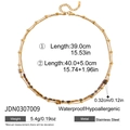 Detail of double-layer stainless steel necklace with brown tiger eye stone beads - Tiger Eye Stone Double Layer Necklace (JDN0307009)