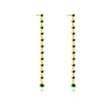 Elegante lange Goldquasten-Ohrringe mit grünen Edelsteinen und S925 Silbersteckern - Grün