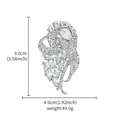 Spilla a piuma d'argento con strass e dimensioni di 9,0 cm per 4,9 cm - XD10890-2 Linea Fluida Argento