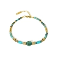Bracciale bohémien con perline di turchese africano e dettagli in acciaio inossidabile dorato - Stile Turchese Africana e Turchese Blu