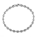 Pulsera de cadena de eslabones de grano de café de 4,5mm en plata pulida con cierre de langosta - 21.5cm / Color Acero