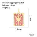Colgante tarot de corazón rosa y espadas en cobre bañado en oro con circonitas y datos - Rosa