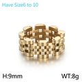 Anello a maglia di cinturino in acciaio al titanio dorato, 9mm di larghezza e 8g - US 6 / Oro