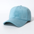 Light blue velvet baseball cap with classic curved brim and soft suede-like texture - One Size (Winter) / Blue (Short Velvet)
