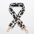 Adjustable black and white leopard print bag strap with golden metal hardware hooks - Silver Hook / No.187