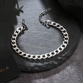 Silver-colored stainless steel Cuban link bracelet on dark stone with lobster clasp - 6mm Thin (No Extension Chain) / 17cm