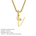 Elegant gold stainless steel initial V pendant necklace with heart detail for women - Letter V / 38+5cm / Gold